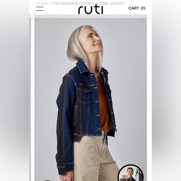 Ruti Winning Combo Denim Jacket Size 0 Black and Blue Street Style - Picture 3 of 15